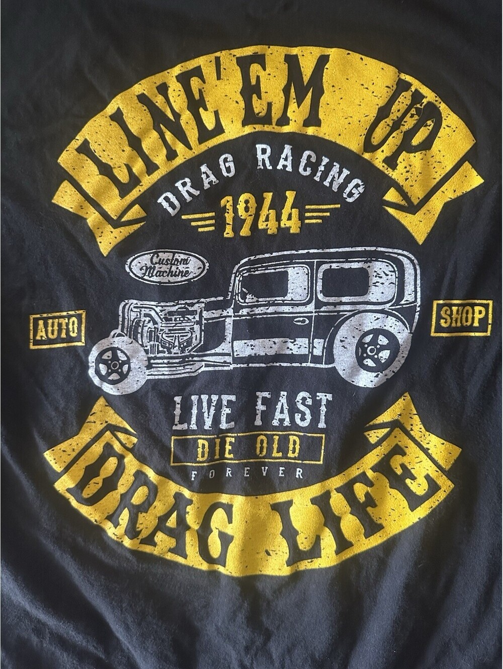 Drag Racing Graphic T Shirt Large Black Hot Rod Garage Biker Style Tee